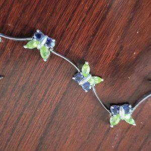 10k White Gold Butterfly Bracelet 7 inch Citrine 7"